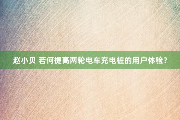 赵小贝 若何提高两轮电车充电桩的用户体验？