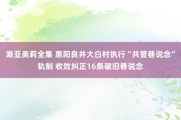 濑亚美莉全集 惠阳良井大白村执行“共管巷说念”轨制 收效纠正16条破旧巷说念