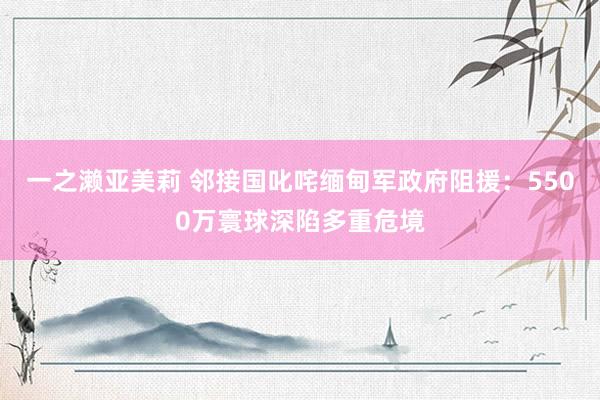一之濑亚美莉 邻接国叱咤缅甸军政府阻援：5500万寰球深陷多重危境