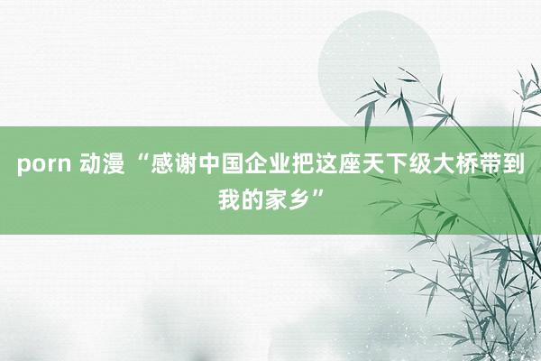 porn 动漫 “感谢中国企业把这座天下级大桥带到我的家乡”